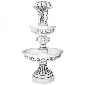 Фонтан скульптурный Девочка и мальчик под зонтом 2 чаши