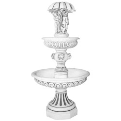 Фонтан скульптурный Девочка и мальчик под зонтом 2 чаши