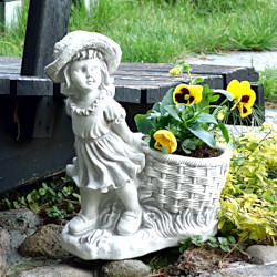 Вазон современный Девочка с корзиной для цветов