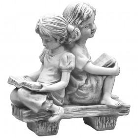 Скульптура Девочка и мальчик на лавочке