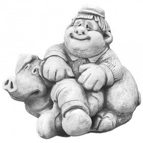 Скульптура декоративная Фермер с поросенком