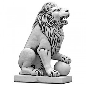 Скульптура Лев сидит с шаром, левый