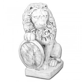 Скульптура Лев сидит, со щитом, правый