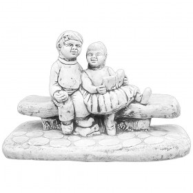 Скульптура Девочка и мальчик сидят на лавочке