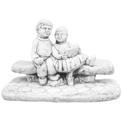 Скульптура Девочка и мальчик сидят на лавочке